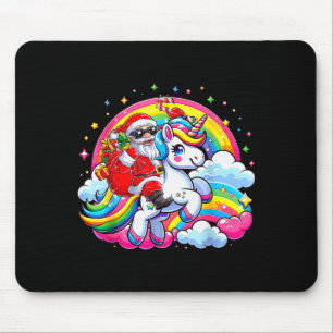 Christmas Santa Riding Unicorn Cute Xmas Girls Wom Mouse Pad