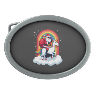 Christmas Santa Riding Unicorn Xmas Girls Women Ra Belt Buckle