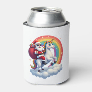 Christmas Santa Riding Unicorn Xmas Girls Women Ra Can Cooler