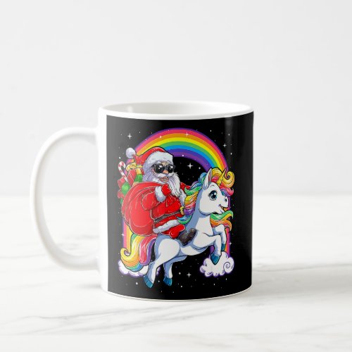 Christmas Santa Riding Unicorn Xmas Girls Women Ra Coffee Mug