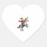 Christmas Santa Riding Unicorn Xmas Girls Women Ra Heart Sticker