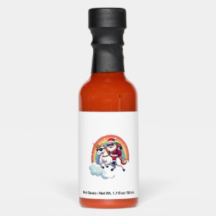 Christmas Santa Riding Unicorn Xmas Girls Women Ra Hot Sauces