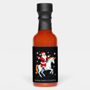 Christmas Santa Riding Unicorn Xmas Girls Women Ra Hot Sauces