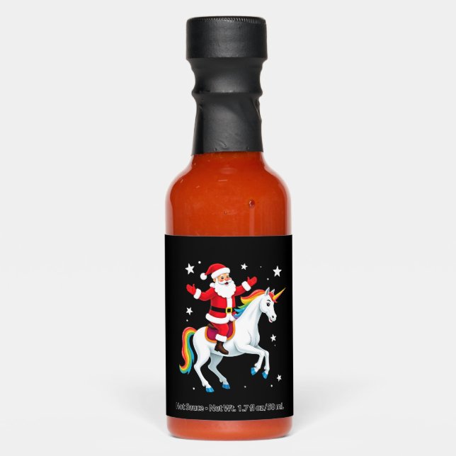 Christmas Santa Riding Unicorn Xmas Girls Women Ra Hot Sauces (Front)