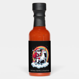 Christmas Santa Riding Unicorn Xmas Girls Women Ra Hot Sauces