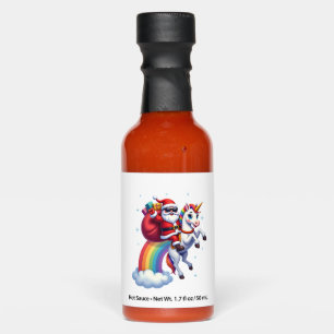 Christmas Santa Riding Unicorn Xmas Girls Women Ra Hot Sauces