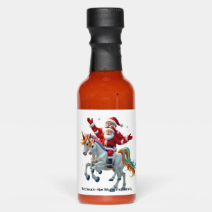 Christmas Santa Riding Unicorn Xmas Girls Women Ra Hot Sauces