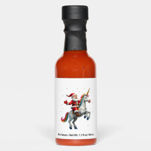 Christmas Santa Riding Unicorn Xmas Girls Women Ra Hot Sauces