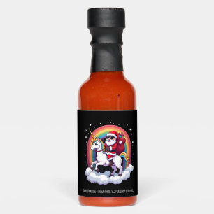 Christmas Santa Riding Unicorn Xmas Girls Women Ra Hot Sauces