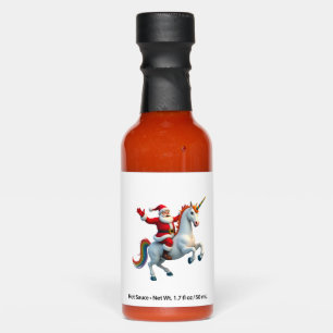 Christmas Santa Riding Unicorn Xmas Girls Women Ra Hot Sauces
