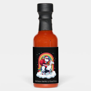 Christmas Santa Riding Unicorn Xmas Girls Women Ra Hot Sauces