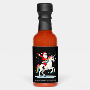 Christmas Santa Riding Unicorn Xmas Girls Women Ra Hot Sauces