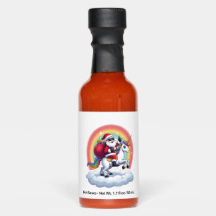 Christmas Santa Riding Unicorn Xmas Girls Women Ra Hot Sauces