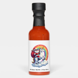 Christmas Santa Riding Unicorn Xmas Girls Women Ra Hot Sauces