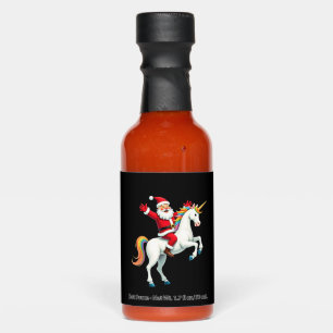 Christmas Santa Riding Unicorn Xmas Girls Women Ra Hot Sauces