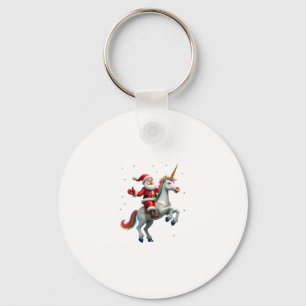 Christmas Santa Riding Unicorn Xmas Girls Women Ra Keychain