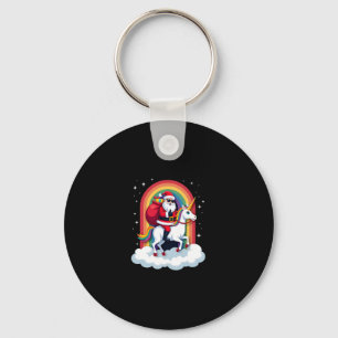 Christmas Santa Riding Unicorn Xmas Girls Women Ra Keychain