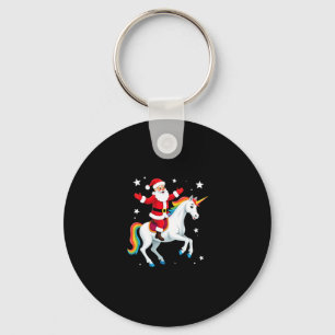 Christmas Santa Riding Unicorn Xmas Girls Women Ra Keychain