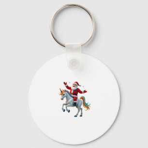 Christmas Santa Riding Unicorn Xmas Girls Women Ra Keychain