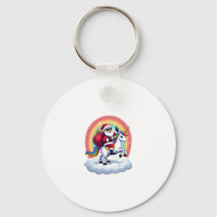 Christmas Santa Riding Unicorn Xmas Girls Women Ra Keychain