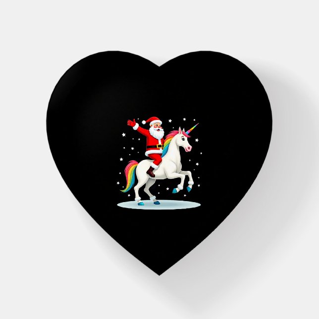 Christmas Santa Riding Unicorn Xmas Girls Women Ra Paperweight (Front)
