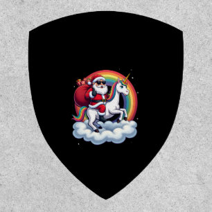 Christmas Santa Riding Unicorn Xmas Girls Women Ra Patch