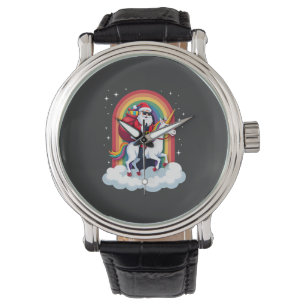 Christmas Santa Riding Unicorn Xmas Girls Women Ra Watch