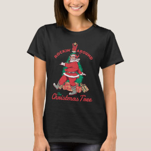 Christmas Santa rock and roll hand music T-Shirt