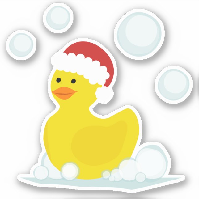 Christmas Santa Rubber Duck Bubbles Sticker (Front)