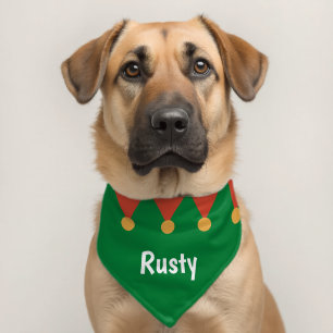 Christmas Santa’s Elf Personalized Pet Bandana Collar