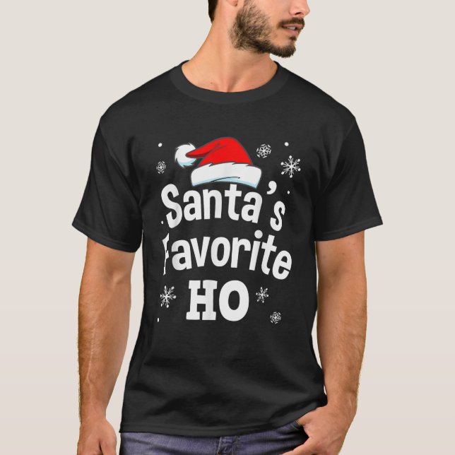 Christmas Santa s Favorite Ho Adult Naughty Pajama T-Shirt (Front)