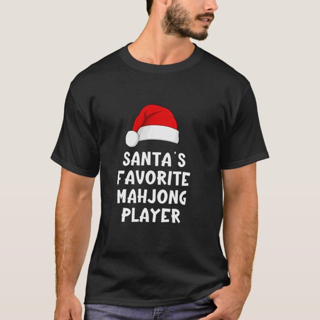 Christmas Santa s Favorite Mahjong Player Funny Xm T-Shirt (Front)