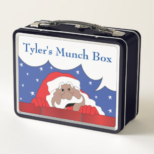 Christmas Santa Says Dark Tones Metal Lunch Box