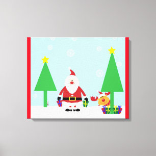 CHRISTMAS SANTA SCENE CANVAS PRINT