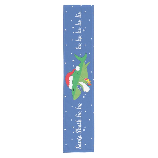 Christmas Santa Shark Personalize 14 x 72 Short Table Runner (Front)