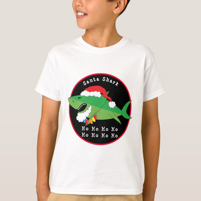 Christmas Santa Shark Says T-Shirt (Front)