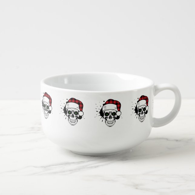 Christmas Santa Skull Soup Mug (Left)