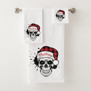 Christmas Santa Skulls Bath Towel Set