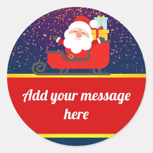 Christmas Santa Sled Classic Round Sticker (Front)