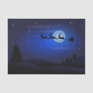 Christmas Santa Sleigh Night Decoupage Tissue Paper