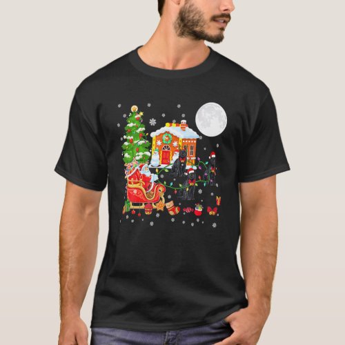 Christmas Santa Sleigh Reindeer Hree Santa Cats Sn T_Shirt