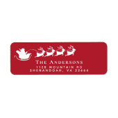 Christmas Santa Sleigh Reindeer Red Return Address Label (Front)