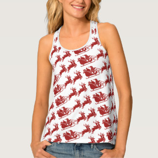 Christmas Santa Sleigh With Reindeer Tank Top