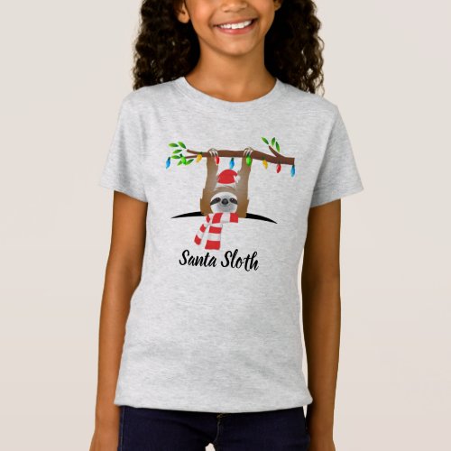 Christmas Santa Sloth Hanging from a Branch T_Shirt