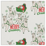 christmas santa sloth llamas fabric