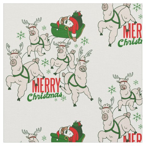 christmas santa sloth llamas fabric