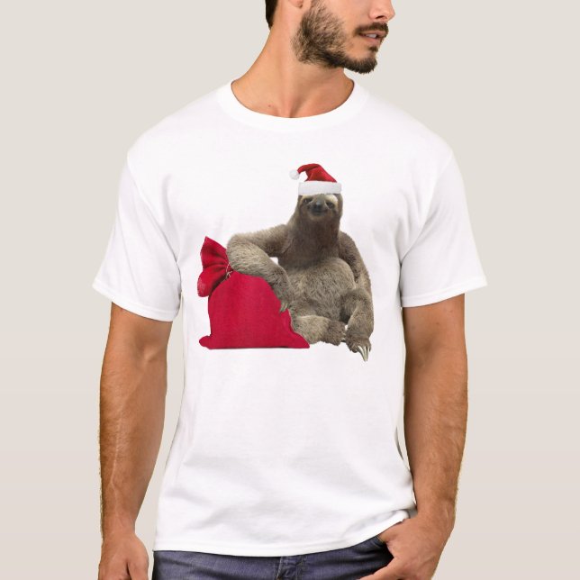 Christmas Santa Sloth T-Shirt (Front)