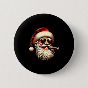 Christmas Santa Smoking Cigar With Sungl Cigar Smo Button