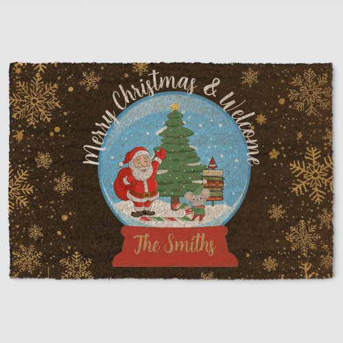 Christmas Santa Snowglobe Fiber Doormat Christmas Santa Snowglobe Fiber Doormat