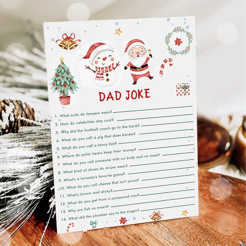 Christmas Santa Snowman  Dad Joke Game Card